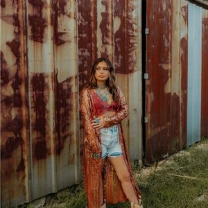 Southern fried chicks: Rust Orange Sequin Duster